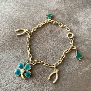 Vintage charm bracelet Irish Shamrock lucky